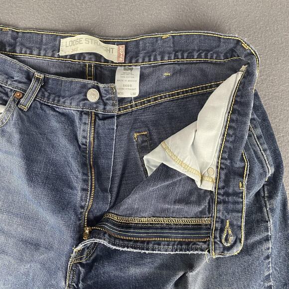 Levis 569 Jeans Mens 35x28 Blue Loose Straight Leg Distressed Denim 100% Cotton - Picture 12 of 14